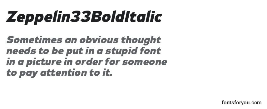 Review of the Zeppelin33BoldItalic Font