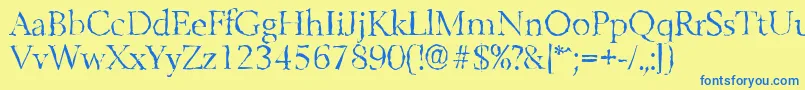 BelfastrandomLightRegular Font – Blue Fonts on Yellow Background