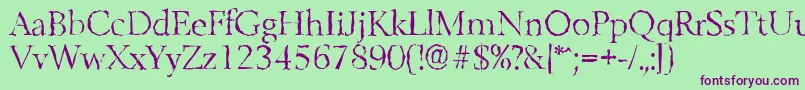 BelfastrandomLightRegular Font – Purple Fonts on Green Background