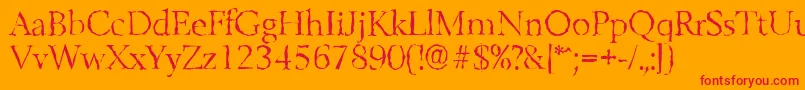 BelfastrandomLightRegular Font – Red Fonts on Orange Background