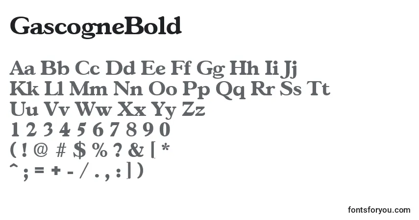 Schriftart GascogneBold – Alphabet, Zahlen, spezielle Symbole