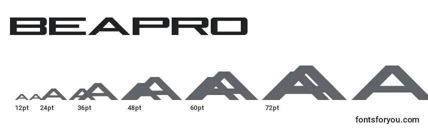 Размеры шрифта BeAPro