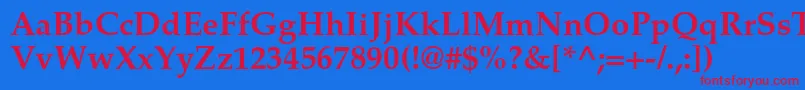 TexgyrepagellaBold Font – Red Fonts on Blue Background