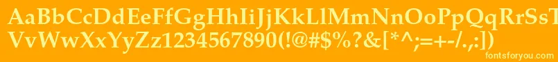 フォントTexgyrepagellaBold – オレンジの背景に黄色の文字