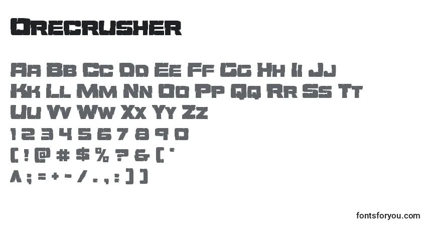 A fonte Orecrusher – alfabeto, números, caracteres especiais