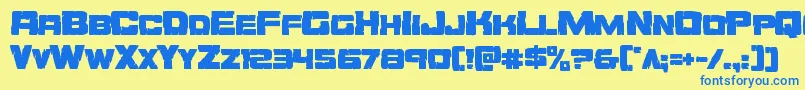 Orecrusher-Schriftart – Blaue Schriften auf gelbem Hintergrund
