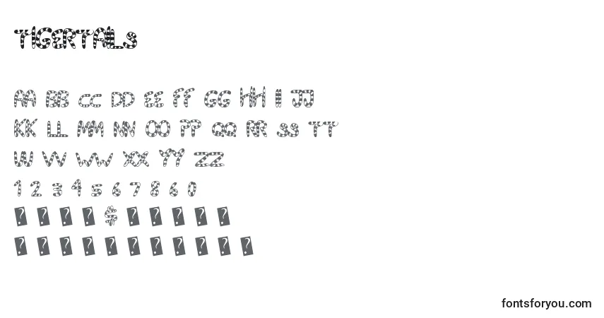 A fonte Tigertails – alfabeto, números, caracteres especiais