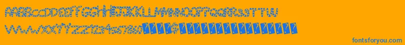 Tigertails-Schriftart – Blaue Schriften auf orangefarbenem Hintergrund