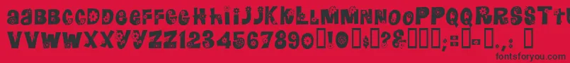フォントFloralies – 赤い背景に黒い文字