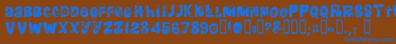 フォントFloralies – 茶色の背景に青い文字
