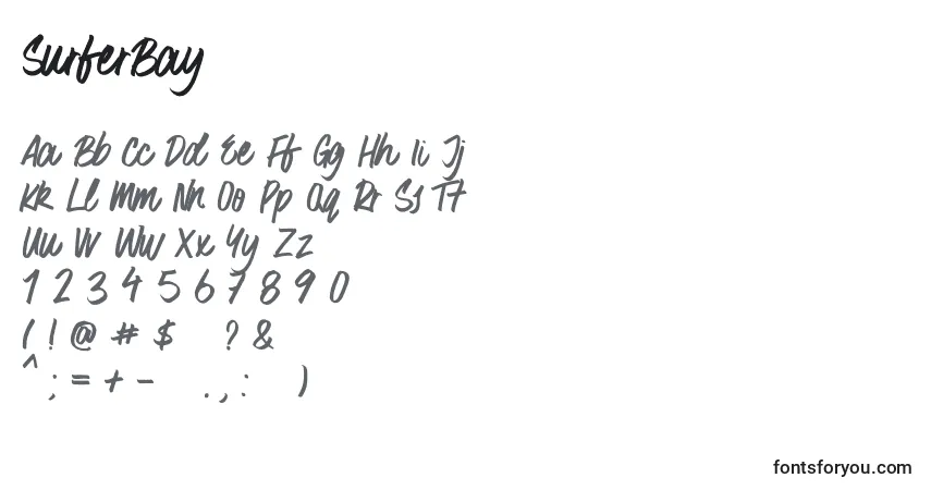 Schriftart SurferBay – Alphabet, Zahlen, spezielle Symbole