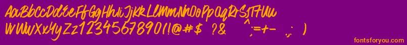 SurferBay-Schriftart – Orangefarbene Schriften auf violettem Hintergrund