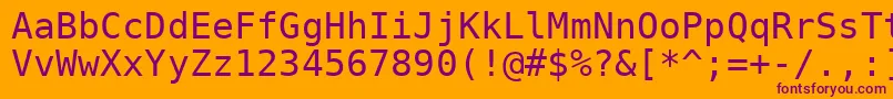 BitstreamVeraSansMonoRoman-fontti – violetit fontit oranssilla taustalla