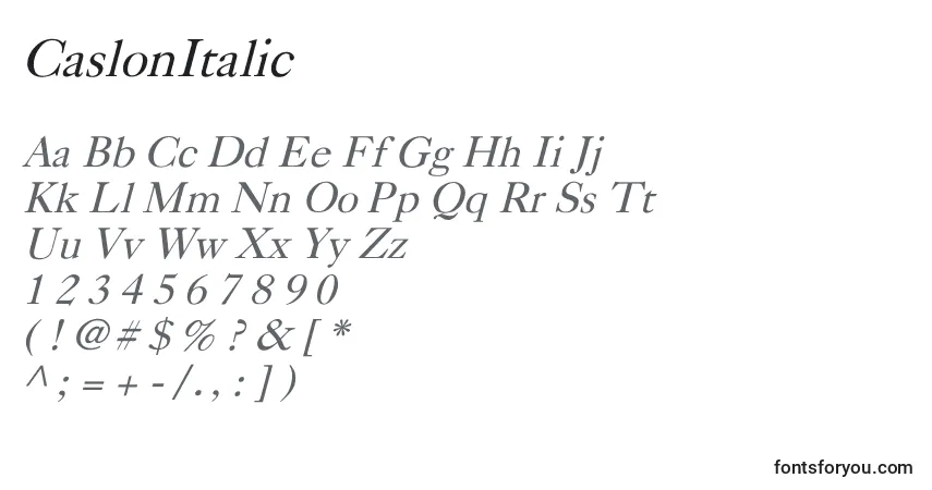 Police CaslonItalic - Alphabet, Chiffres, Caractères Spéciaux