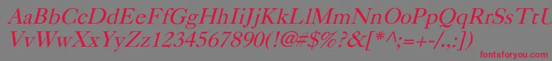 フォントCaslonItalic – 赤い文字の灰色の背景