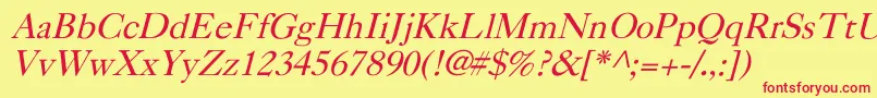 CaslonItalic-Schriftart – Rote Schriften auf gelbem Hintergrund