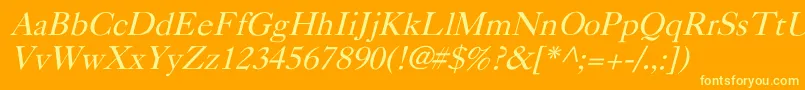 CaslonItalic-Schriftart – Gelbe Schriften auf orangefarbenem Hintergrund