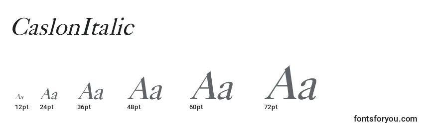 Размеры шрифта CaslonItalic