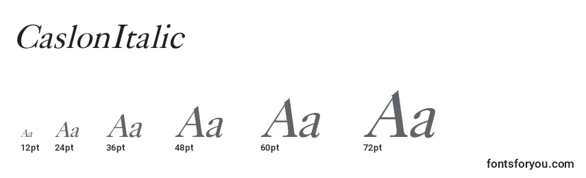 Rozmiary czcionki CaslonItalic