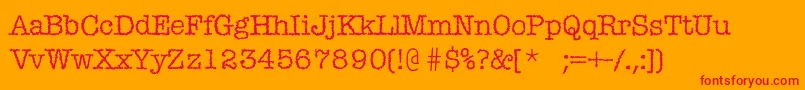 フォントMisticac – オレンジの背景に赤い文字