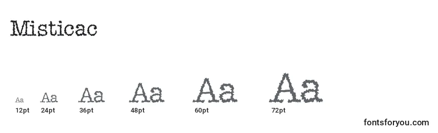 Размеры шрифта Misticac