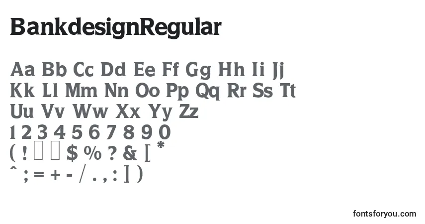 BankdesignRegular-fontti – aakkoset, numerot, erikoismerkit