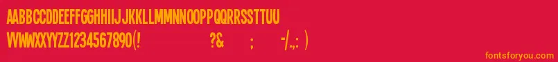 Fonte Sing14l – fontes laranjas em um fundo vermelho