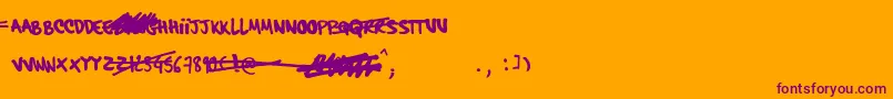 HardcoreAlternate-fontti – violetit fontit oranssilla taustalla