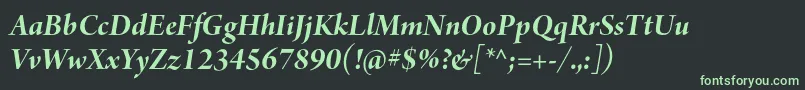 フォントArnoproBolditalicdisplay – 黒い背景に緑の文字