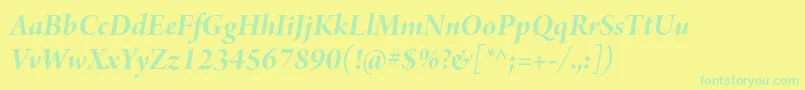 ArnoproBolditalicdisplay Font – Green Fonts on Yellow Background