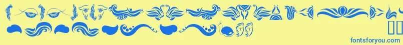AbsinthFlourishesI Font – Blue Fonts on Yellow Background