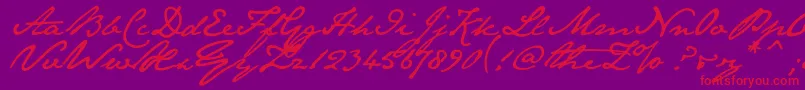 Janeausu-Schriftart – Rote Schriften auf violettem Hintergrund