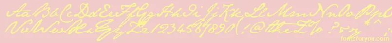 Janeausu-Schriftart – Gelbe Schriften auf rosa Hintergrund