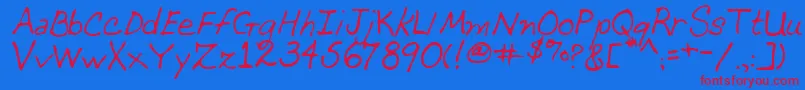 MomcatRegular Font – Red Fonts on Blue Background