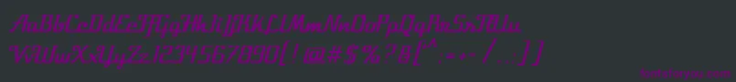 Czcionka Velocette – fioletowe czcionki na czarnym tle
