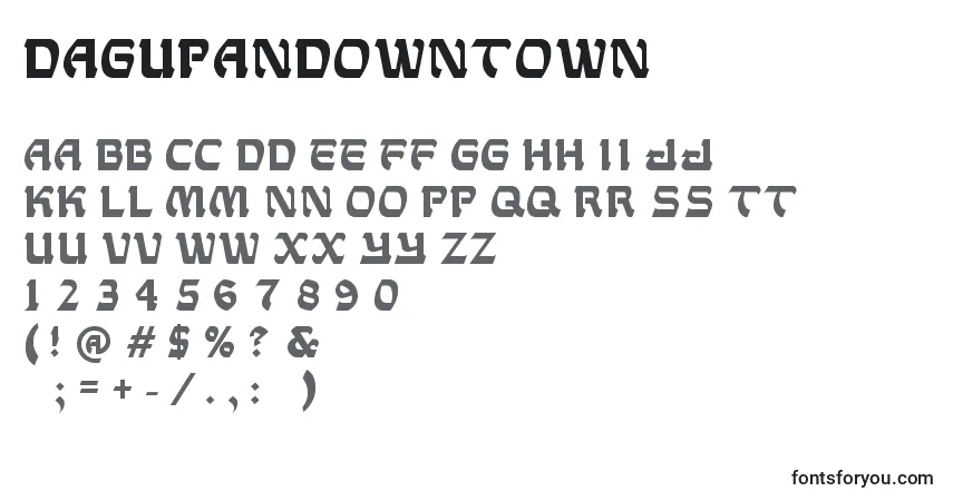Czcionka DagupanDowntown – alfabet, cyfry, specjalne znaki