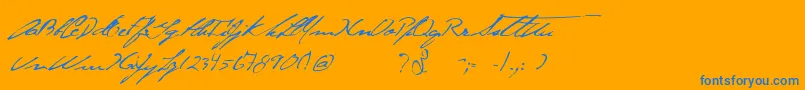 GareDeChambord-Schriftart – Blaue Schriften auf orangefarbenem Hintergrund