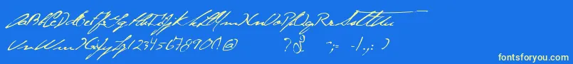 GareDeChambord-Schriftart – Gelbe Schriften auf blauem Hintergrund