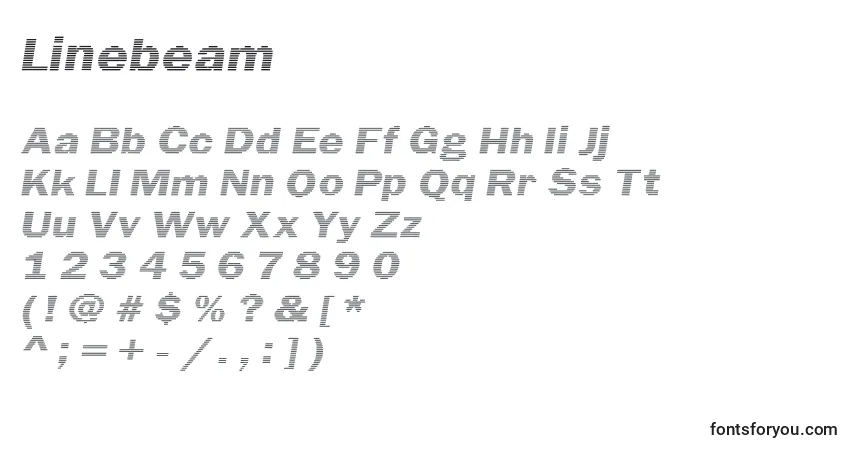 Czcionka Linebeam – alfabet, cyfry, specjalne znaki