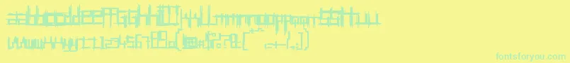 BruisedTwentyfive-Schriftart – Grüne Schriften auf gelbem Hintergrund