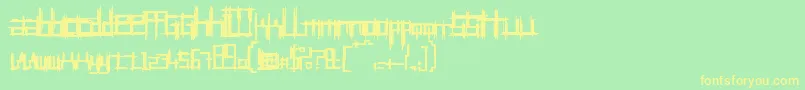 フォントBruisedTwentyfive – 黄色の文字が緑の背景にあります