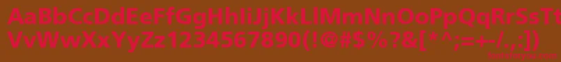 フォントDorisbr – 赤い文字が茶色の背景にあります。
