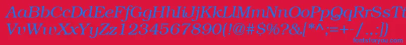 ItcBookmanLightРљСѓСЂСЃРёРІ Font – Blue Fonts on Red Background