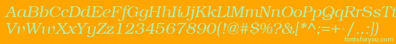 ItcBookmanLightРљСѓСЂСЃРёРІ-Schriftart – Grüne Schriften auf orangefarbenem Hintergrund