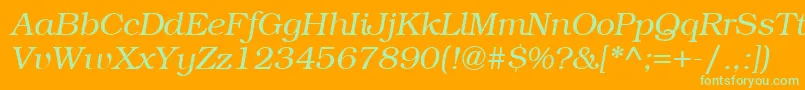 ItcBookmanLightРљСѓСЂСЃРёРІ Font – Green Fonts on Orange Background