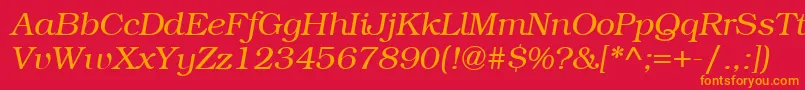 ItcBookmanLightРљСѓСЂСЃРёРІ Font – Orange Fonts on Red Background