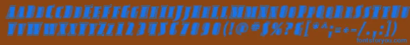 AvondaleScInlineItalic-Schriftart – Blaue Schriften auf braunem Hintergrund