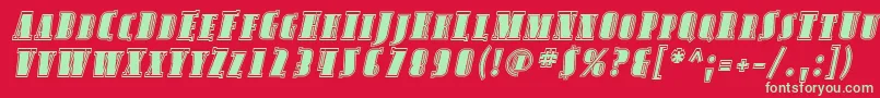AvondaleScInlineItalic-fontti – vihreät fontit punaisella taustalla