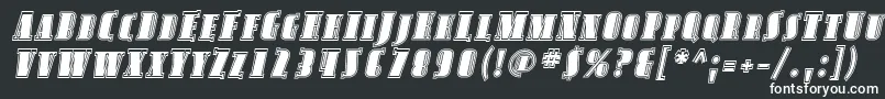Czcionka AvondaleScInlineItalic – białe czcionki na czarnym tle