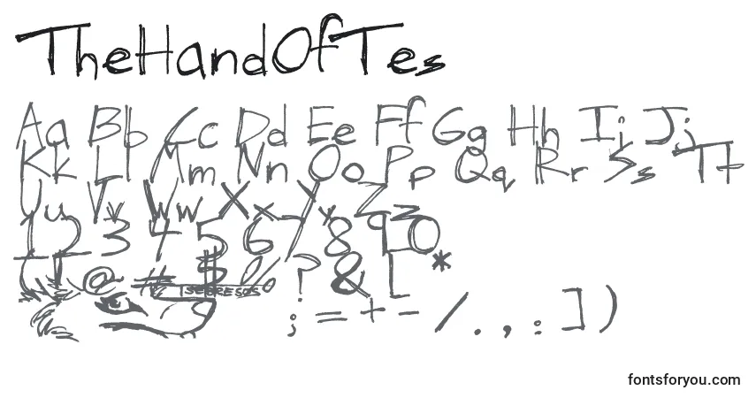 Schriftart TheHandOfTes – Alphabet, Zahlen, spezielle Symbole